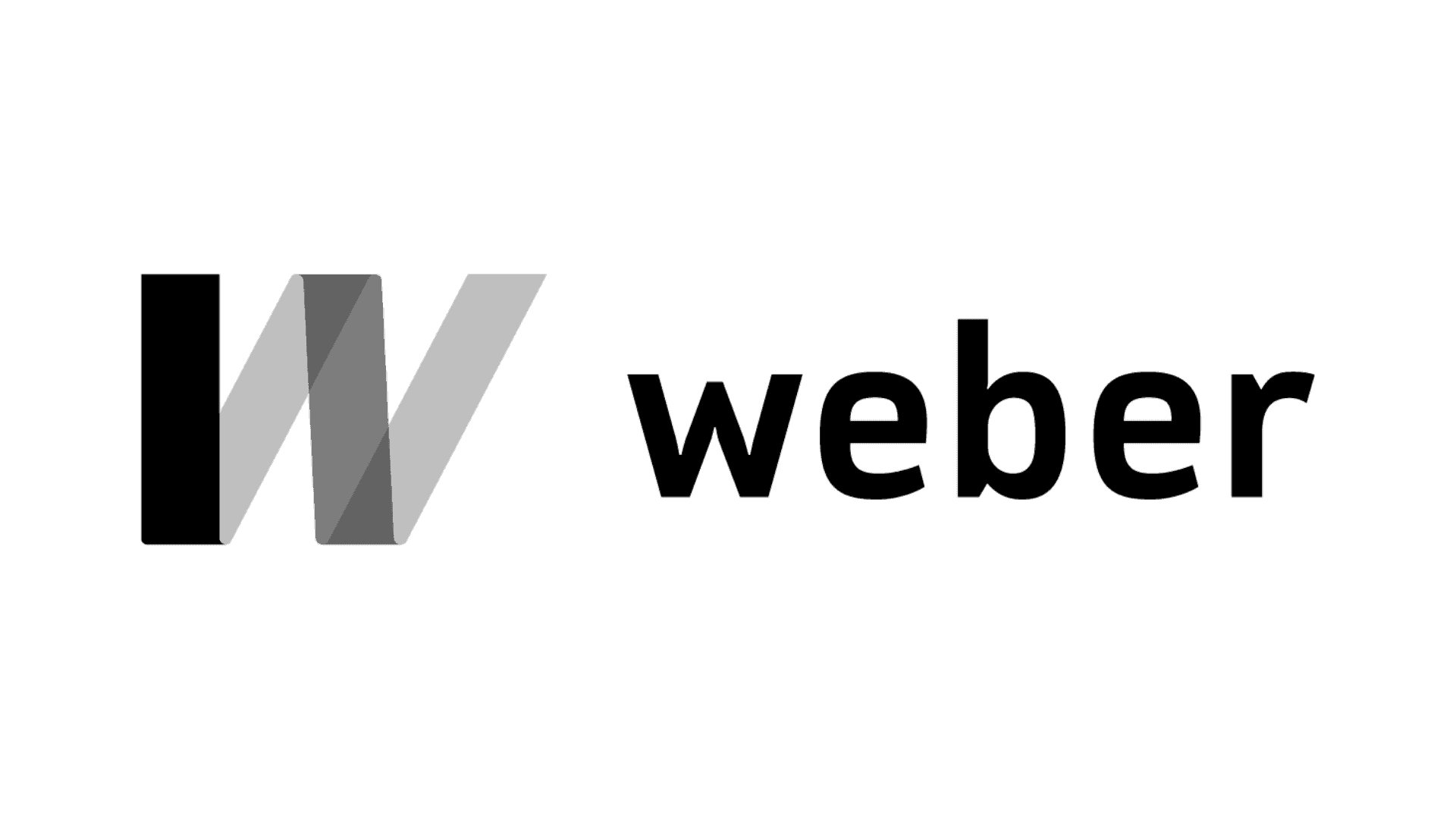 Stylized grey letter W formed by folded ribbons on a black background.