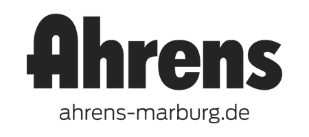 Ahrens logo featuring the company name in bold dark grey text with ahrens-marburg.de below.